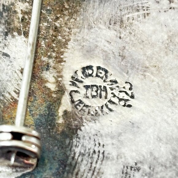 Vtg Sterling Silver Abalone Brooch Leaf-Shaped Nature Sculptural Art 925 Signed - Picture 4 of 9